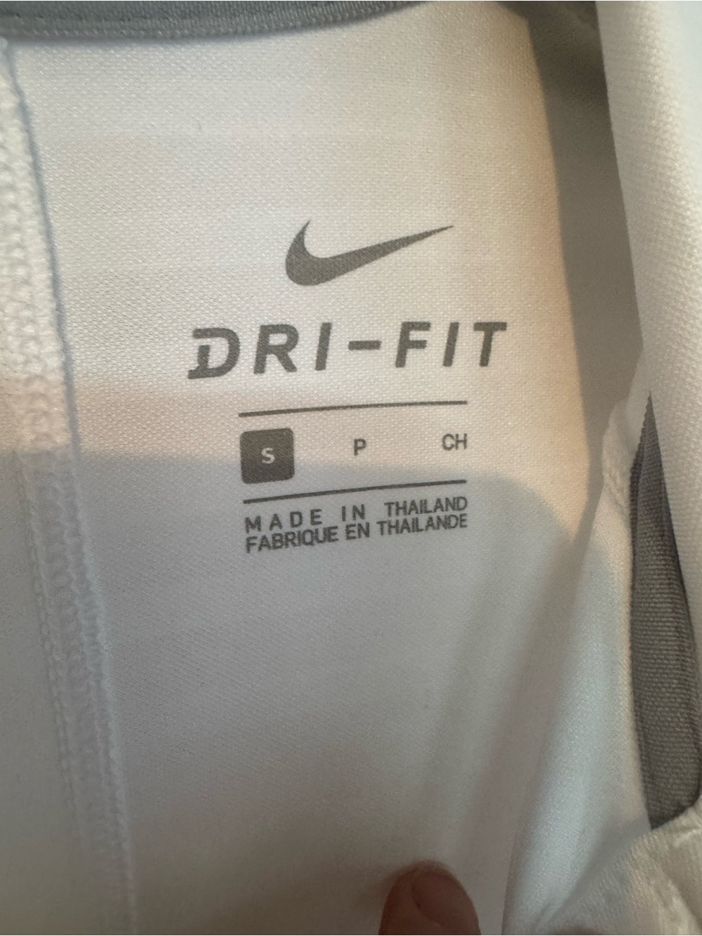 Nike White Men's Dri-FIT Polo with Gray Swoosh - Picture 4 of 7
